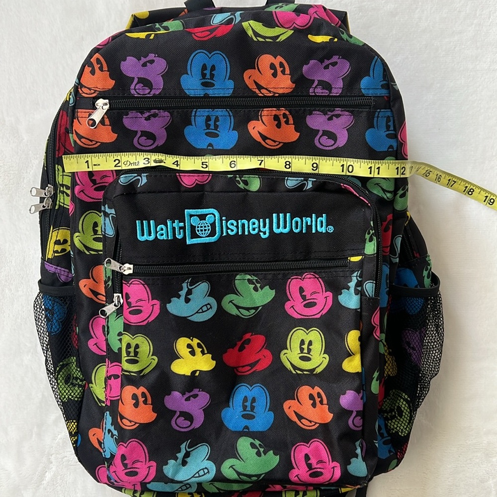 Walt Disney World black backpack w multi color Mickeys - Picture 10 of 10